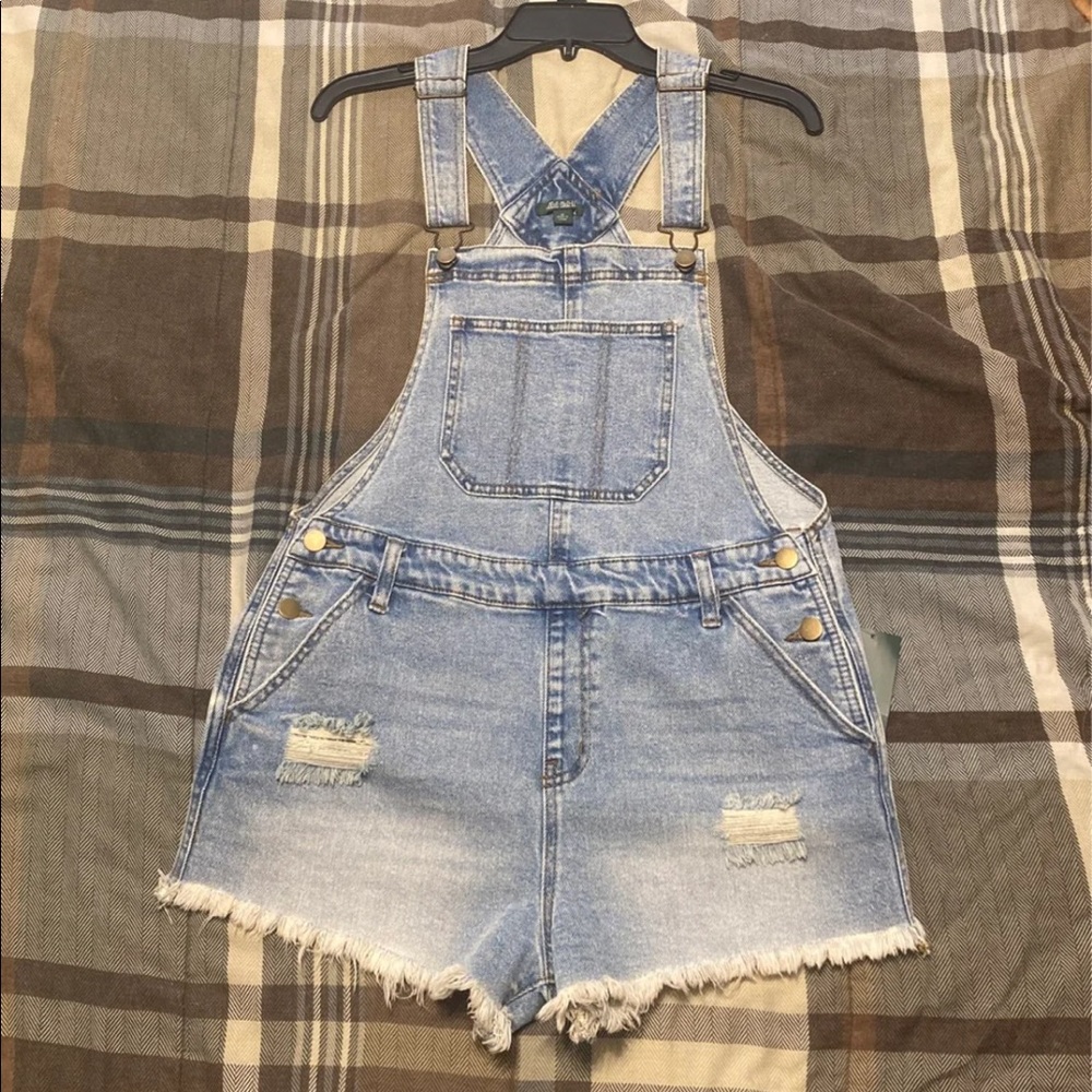 NWT Distressed Cut Off Overalls